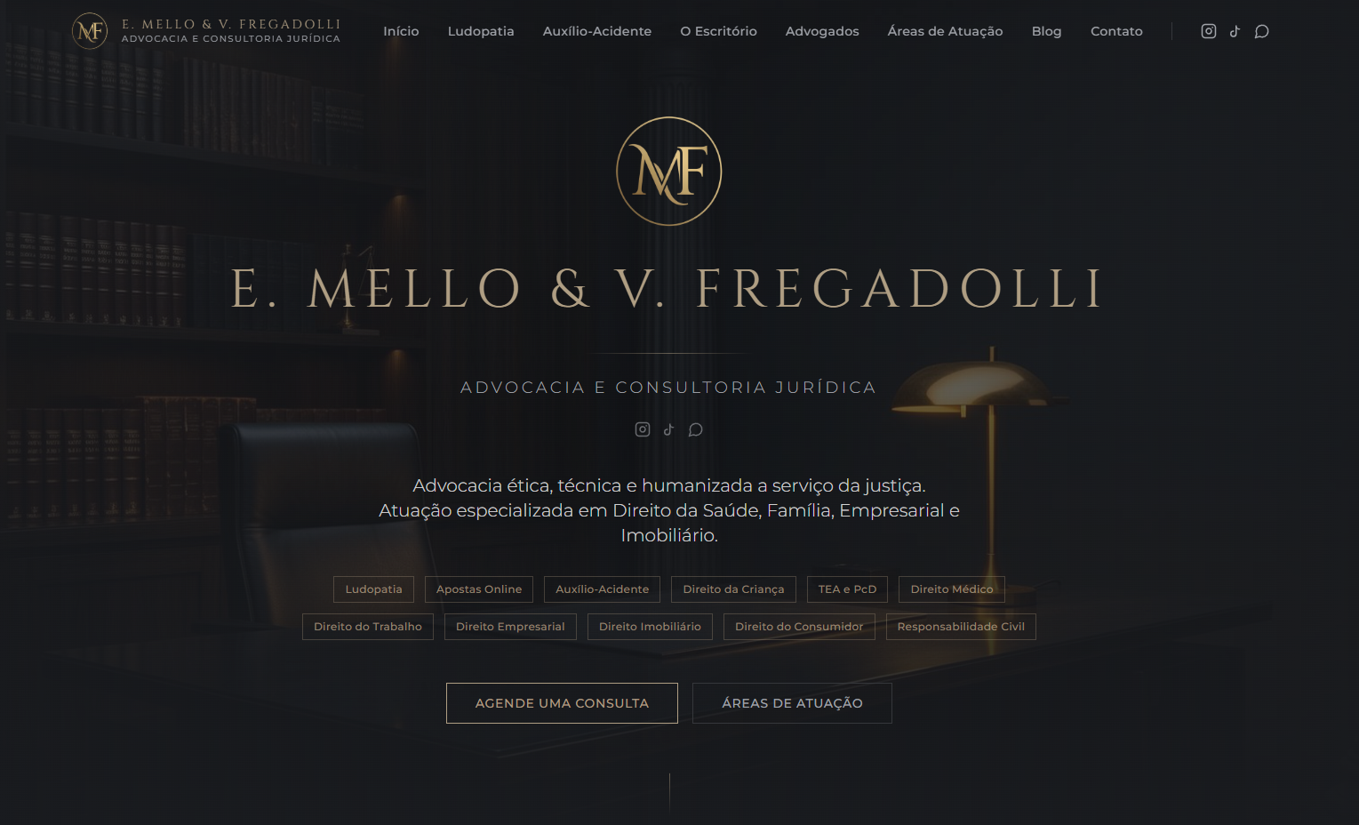 Hero do site institucional E. Mello & V. Fregadolli Advocacia